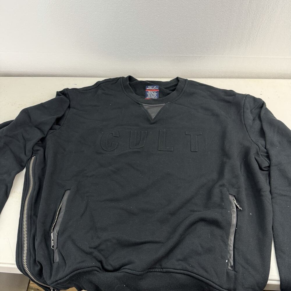 Cult Of Individuality Sweatshirt Mens Large Embossed Logo Crewneck Zip Pockets